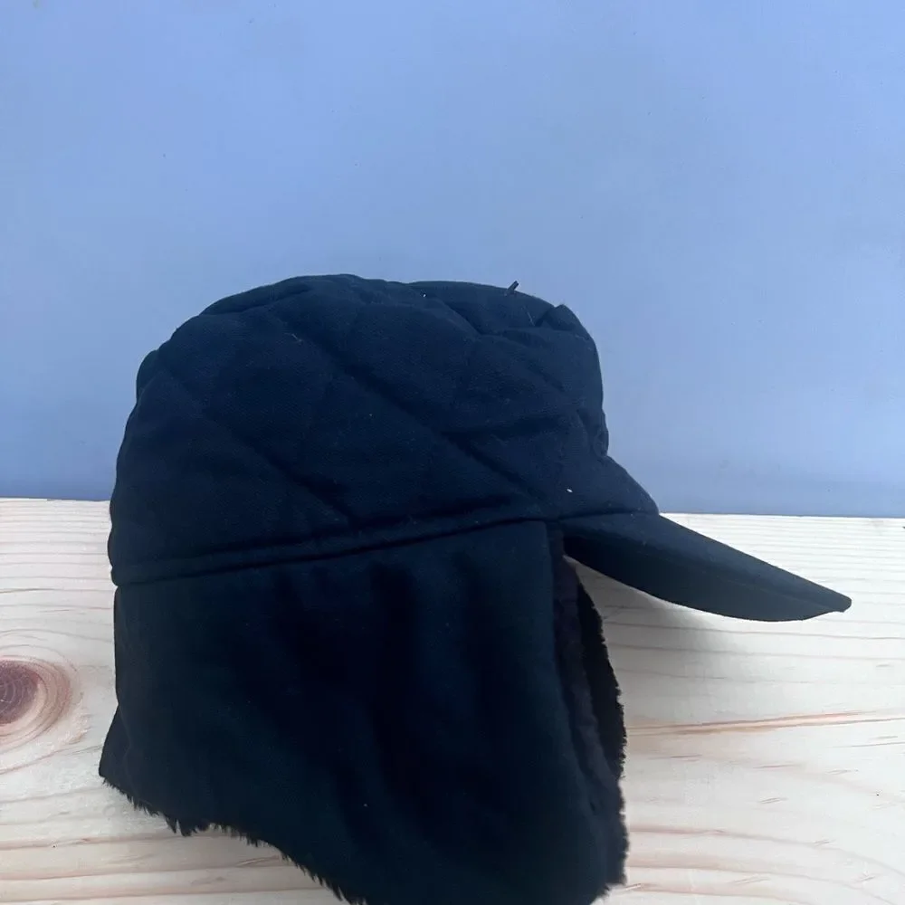 Igloos Trapper Hat Mens Xl / L Black Gleece Lined Thinsulate Ear Flaps